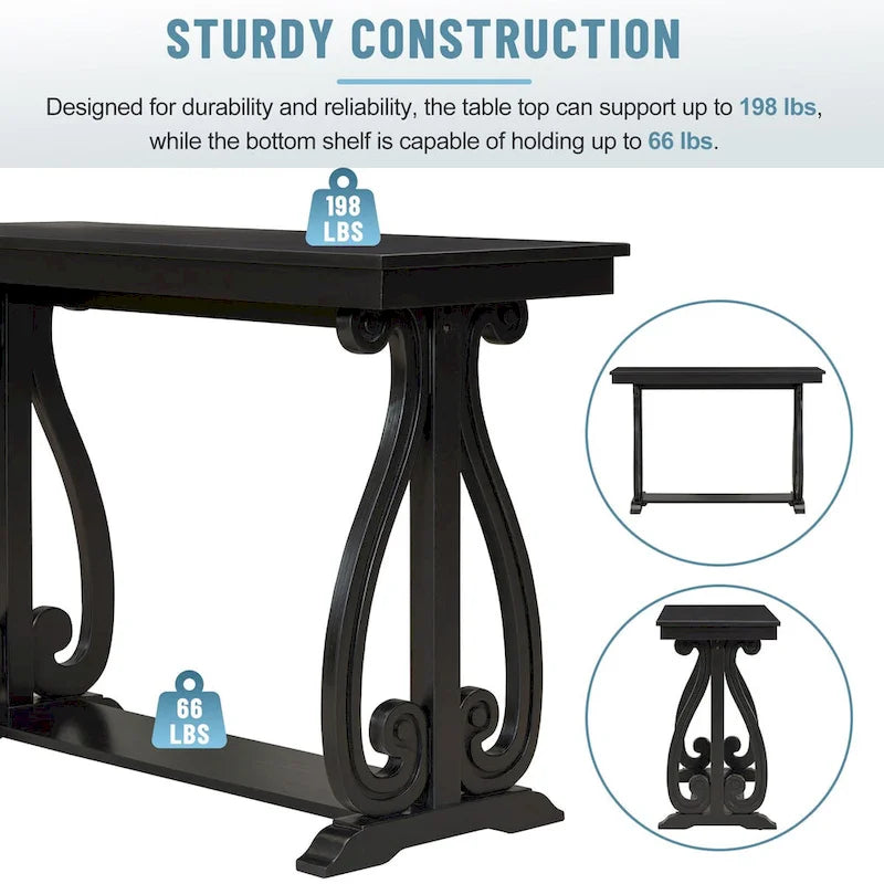 Console rustique vintage de 122 cm (48 pouces) - Table d'entrée de style ferme avec étagère ouverte et construction robuste