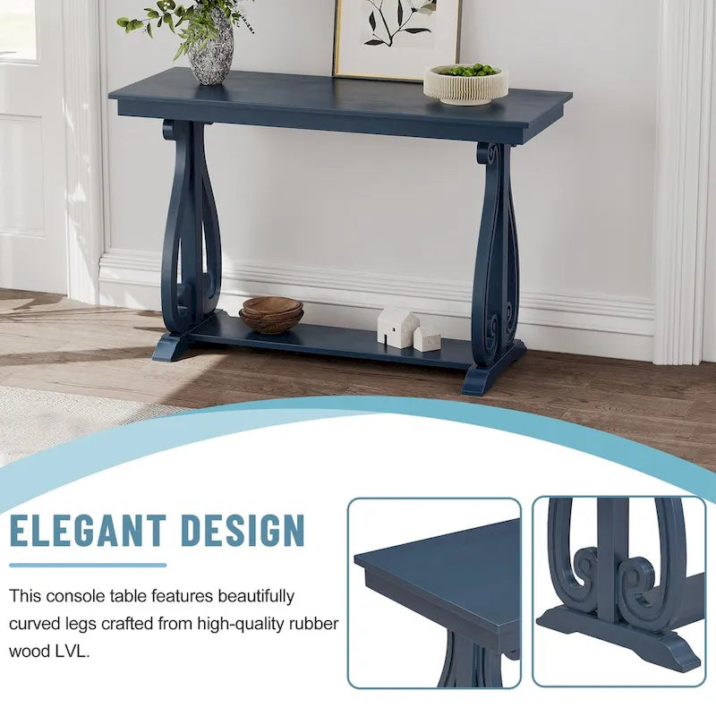 Console rustique vintage de 122 cm (48 pouces) - Table d'entrée de style ferme avec étagère ouverte et construction robuste