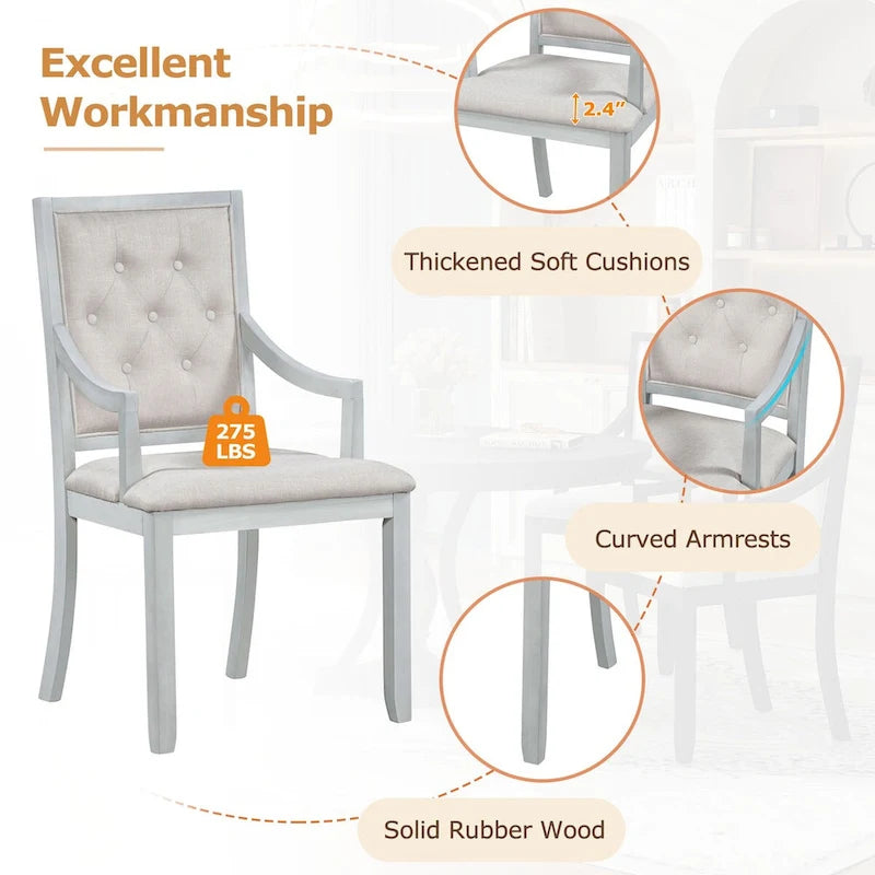 Ensemble de salle à manger 5 pièces comprenant une table ronde extensible et 4 chaises rembourrées pour cuisine et salle à manger