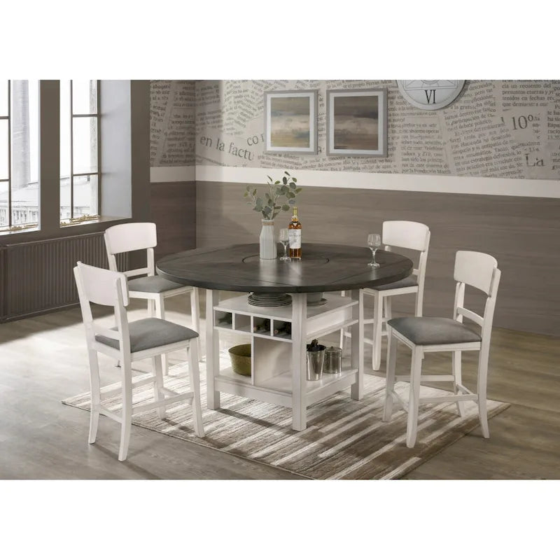 Ensemble de 2 chaises de bar et tabourets de comptoir rembourrés de style transitionnel, finition bois brun