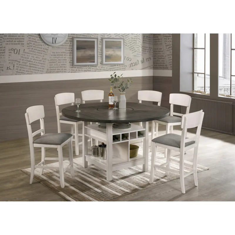 Ensemble de 2 chaises de bar et tabourets de comptoir rembourrés de style transitionnel, finition bois brun