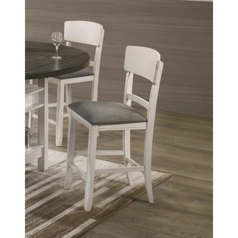 Ensemble de 2 chaises de bar et tabourets de comptoir rembourrés de style transitionnel, finition bois brun