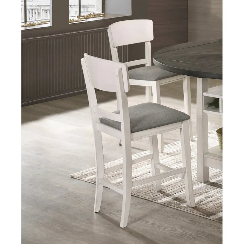 Ensemble de 2 chaises de bar et tabourets de comptoir rembourrés de style transitionnel, finition bois brun