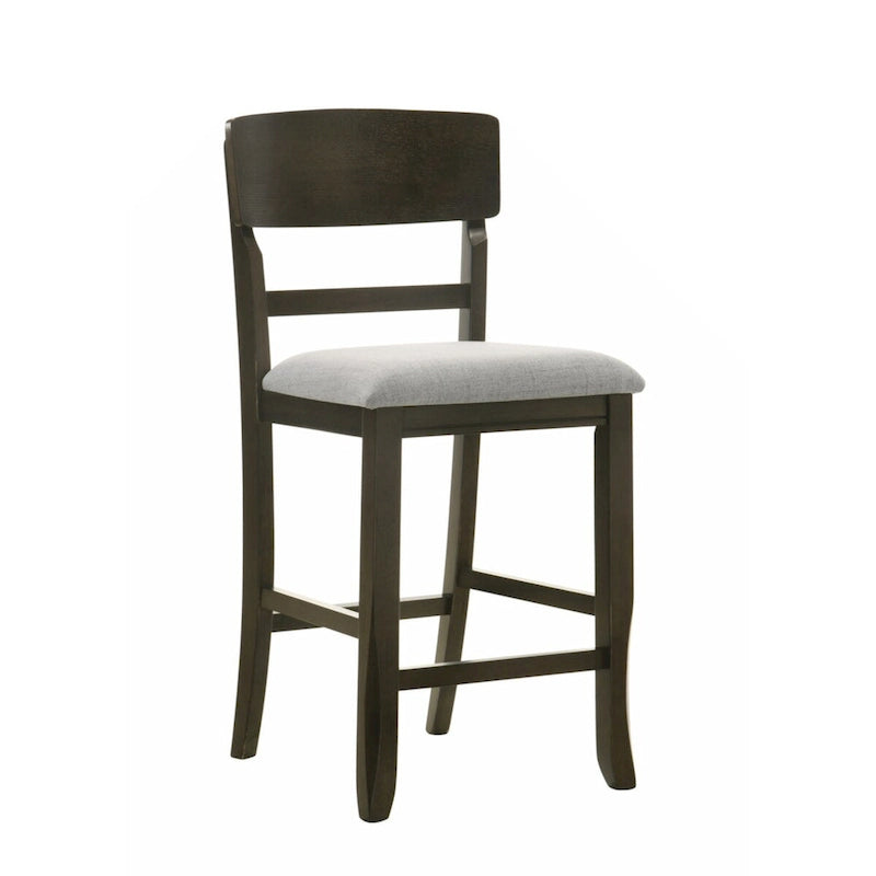 Ensemble de 2 chaises de bar et tabourets de comptoir rembourrés de style transitionnel, finition bois brun