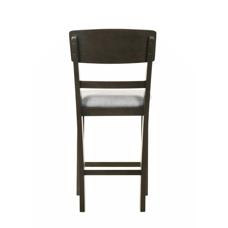 Ensemble de 2 chaises de bar et tabourets de comptoir rembourrés de style transitionnel, finition bois brun