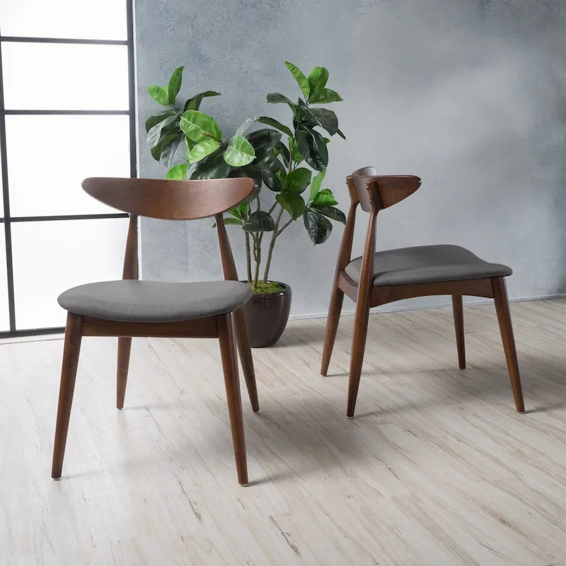 Chaise de salle à manger en tissu style moderne du milieu du siècle, lot de 2