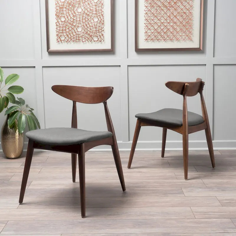 Chaise de salle à manger en tissu style moderne du milieu du siècle, lot de 2