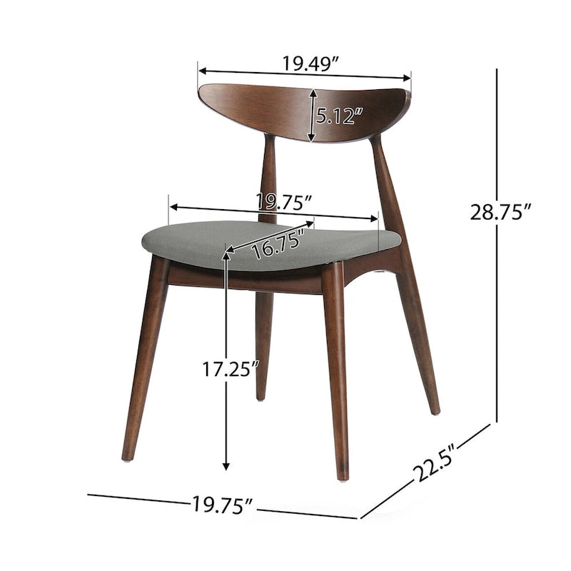 Chaise de salle à manger en tissu style moderne du milieu du siècle, lot de 2