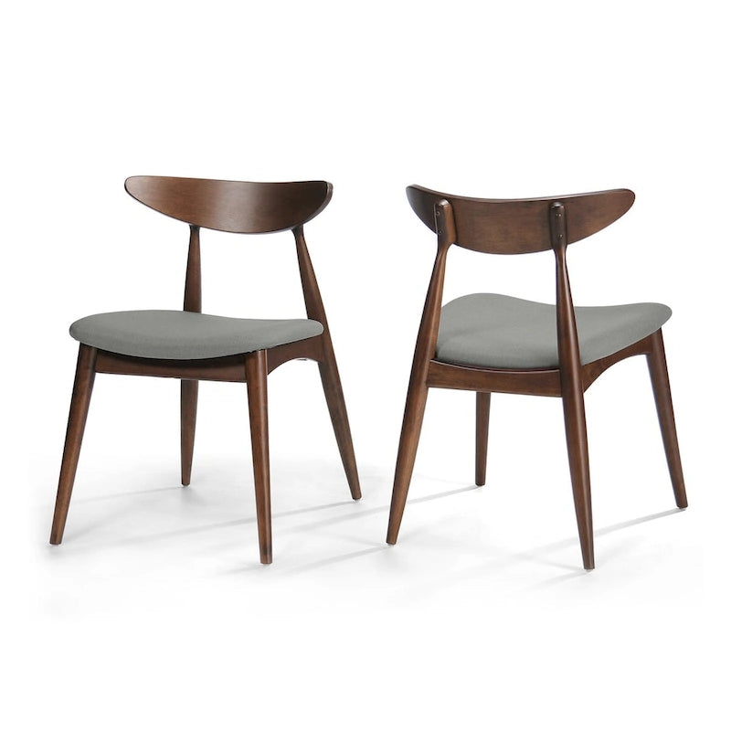Chaise de salle à manger en tissu style moderne du milieu du siècle, lot de 2