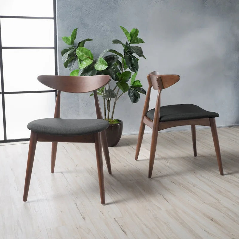 Chaise de salle à manger en tissu style moderne du milieu du siècle, lot de 2