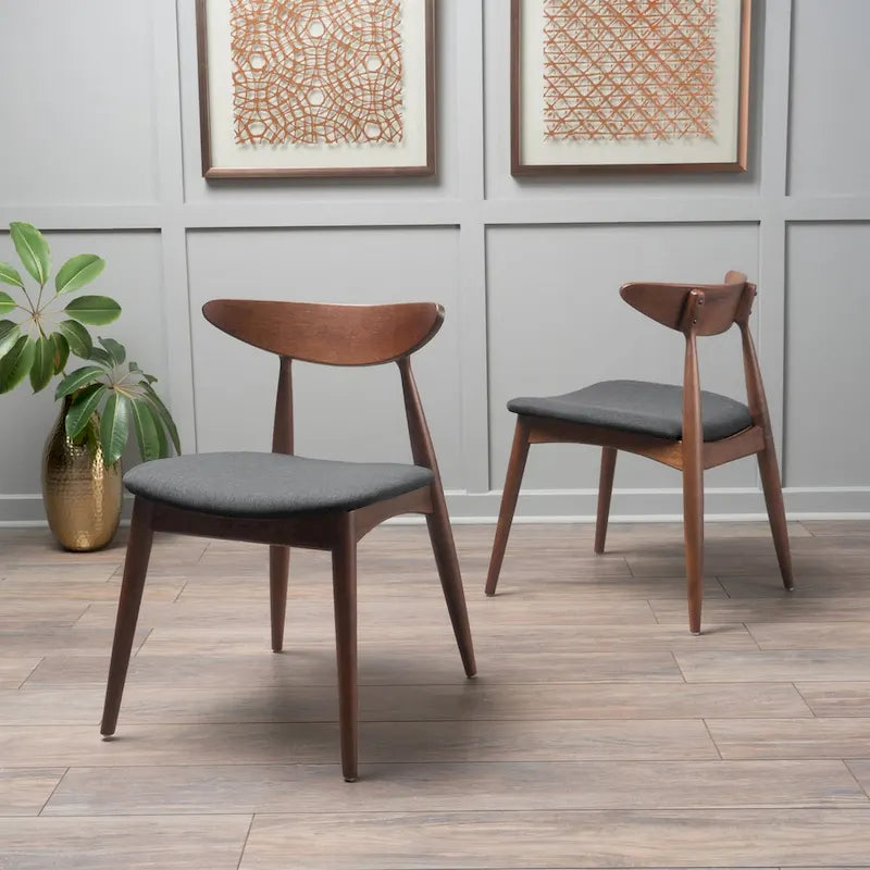 Chaise de salle à manger en tissu style moderne du milieu du siècle, lot de 2