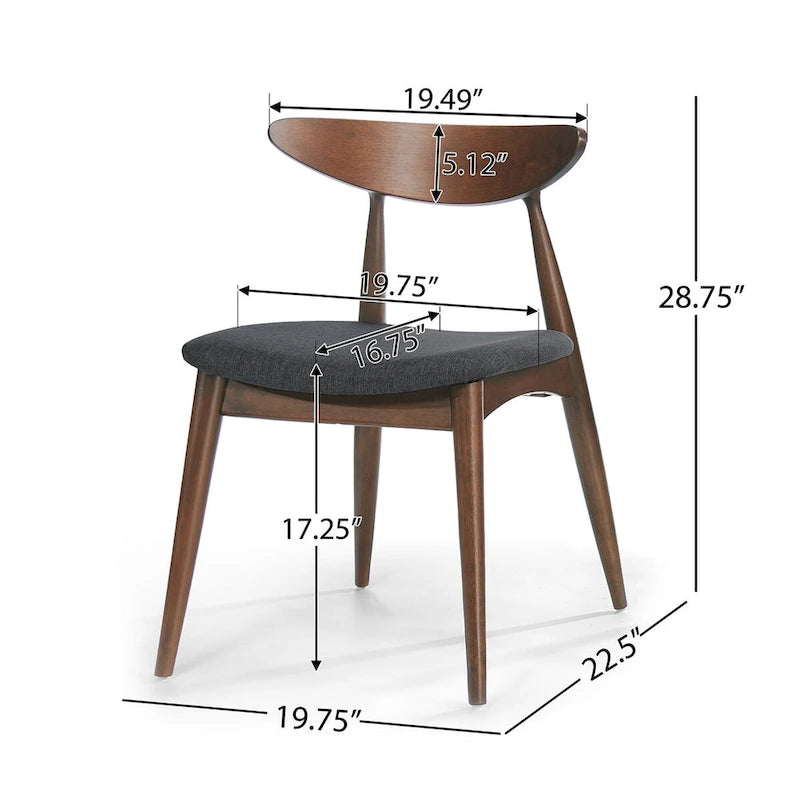 Chaise de salle à manger en tissu style moderne du milieu du siècle, lot de 2