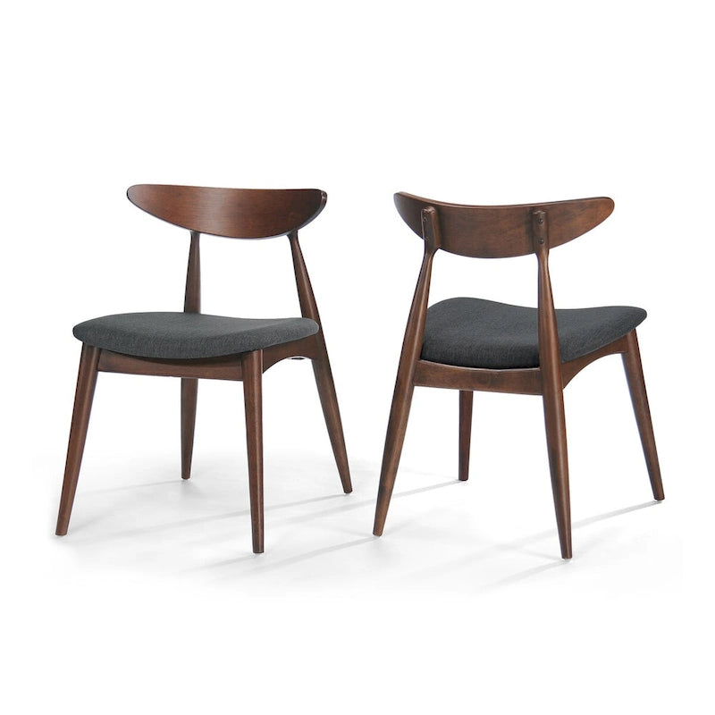 Chaise de salle à manger en tissu style moderne du milieu du siècle, lot de 2