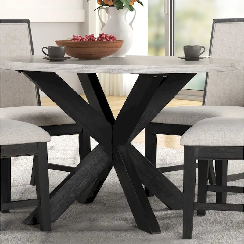 Ensemble de salle à manger rond 5 pièces Gates de Roundhill Furniture, gris clair