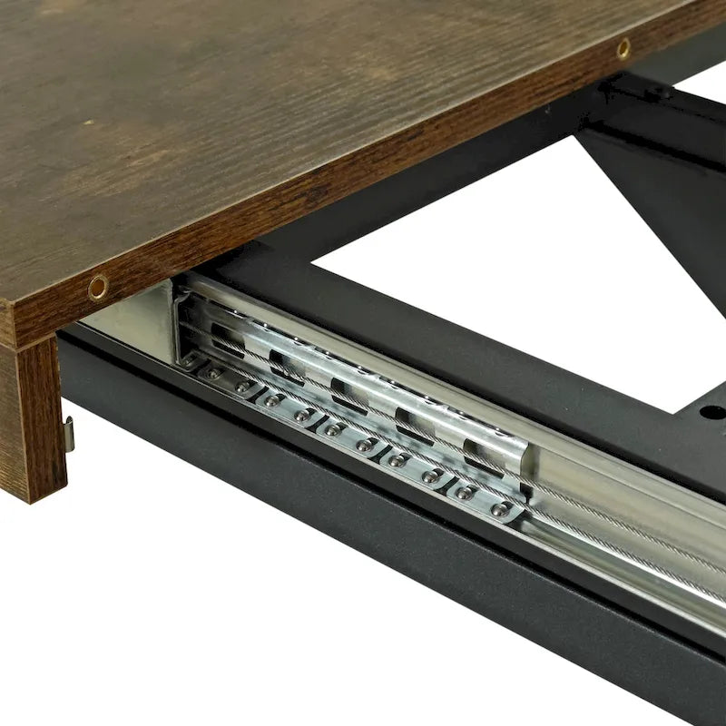 Table de salle à manger rectangulaire rétro extensible avec piètement en croix en fer