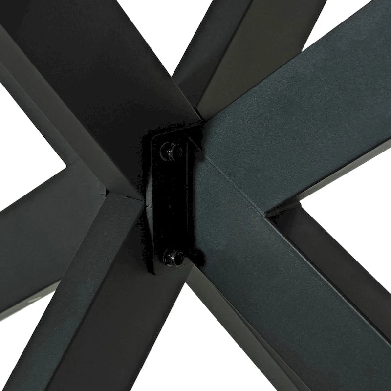 Table de salle à manger rectangulaire rétro extensible avec piètement en croix en fer