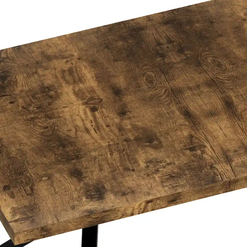 Table de salle à manger rectangulaire rétro extensible avec piètement en croix en fer