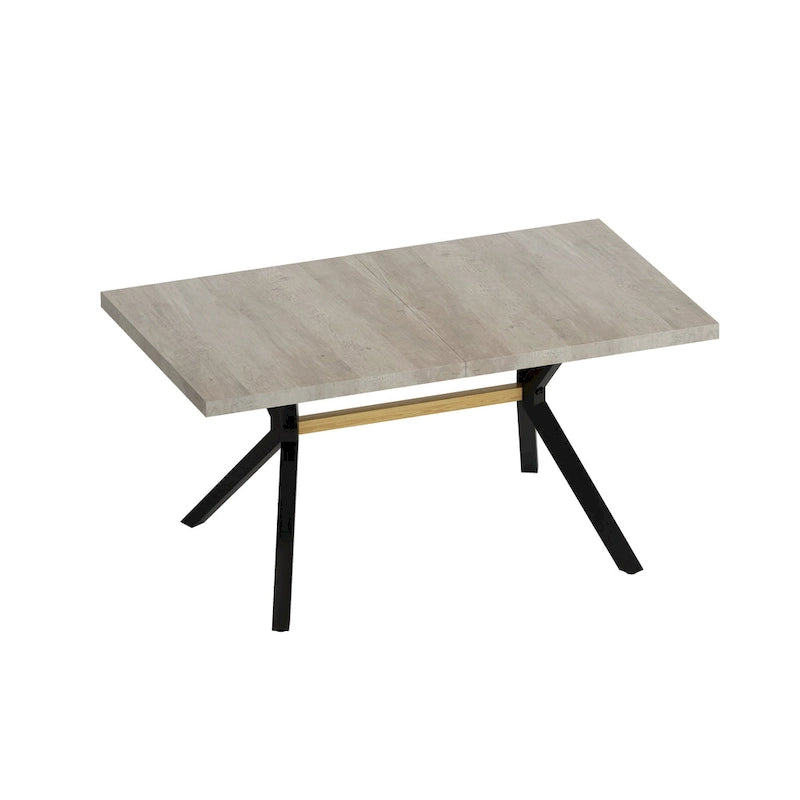 Table de salle à manger rectangulaire rétro extensible avec piètement en croix en fer