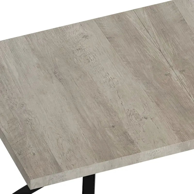 Table de salle à manger rectangulaire rétro extensible avec piètement en croix en fer
