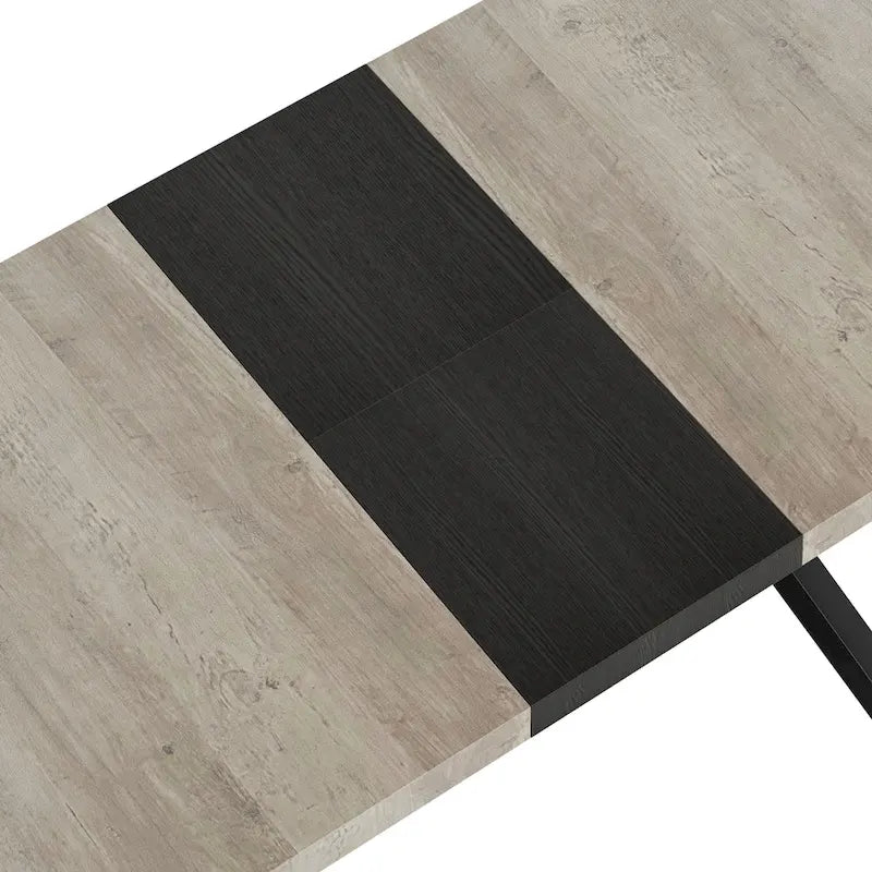 Table de salle à manger rectangulaire rétro extensible avec piètement en croix en fer