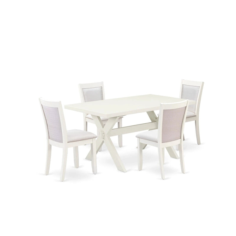 Ensemble de salle à manger East West Furniture : table rectangulaire et chaises Parson en lin crème, coloris blanc lin (composition au choix).