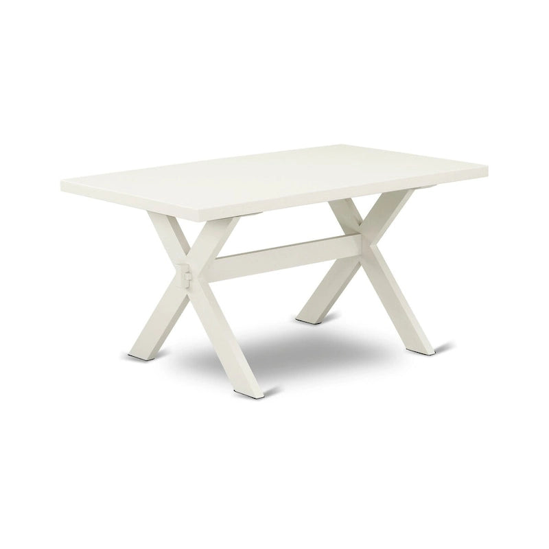 Ensemble de salle à manger East West Furniture : table rectangulaire et chaises Parson en lin crème, coloris blanc lin (composition au choix).
