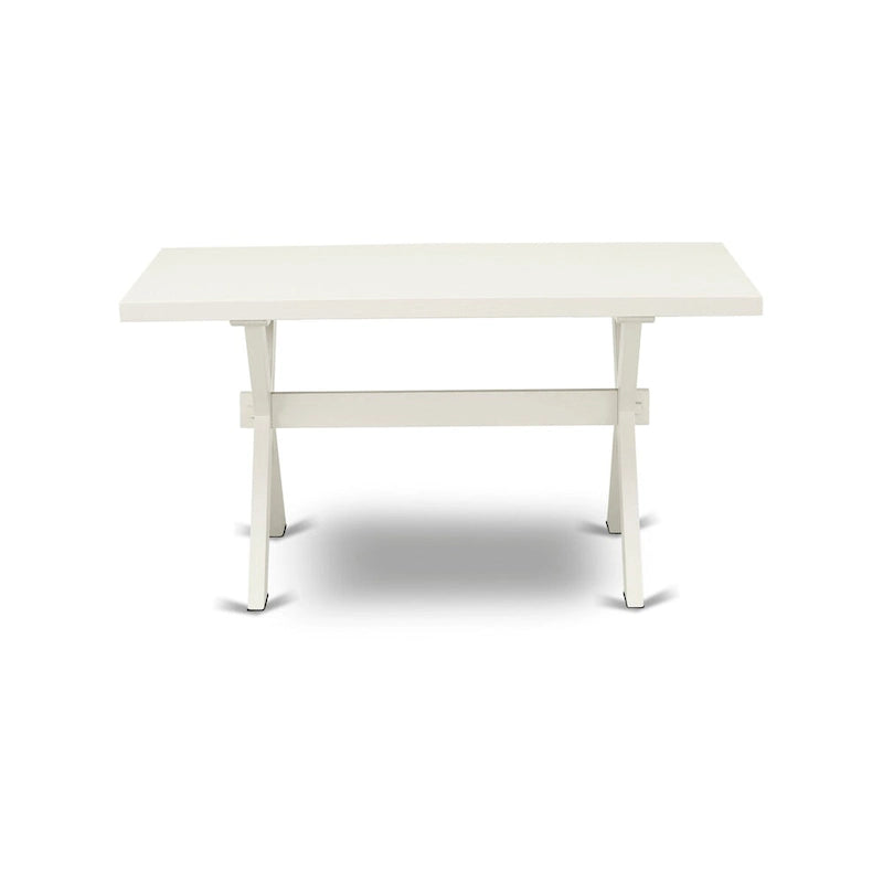 Ensemble de salle à manger East West Furniture : table rectangulaire et chaises Parson en lin crème, coloris blanc lin (composition au choix).