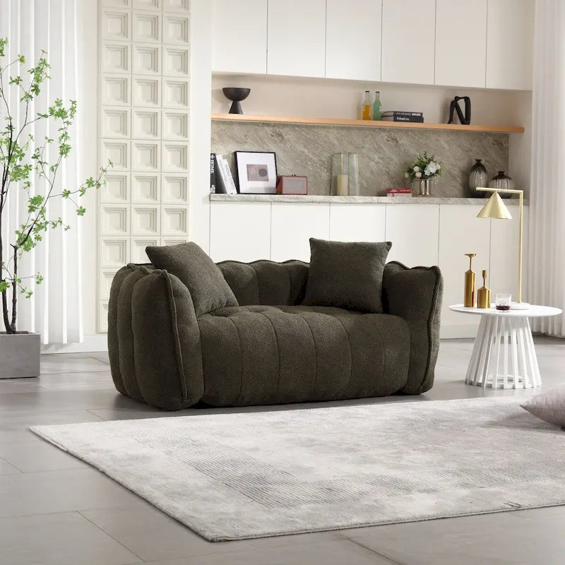 Pouf deux places avec âme en mousse haute résilience. Ce canapé inclinable carré et confortable est idéal pour toute la famille.