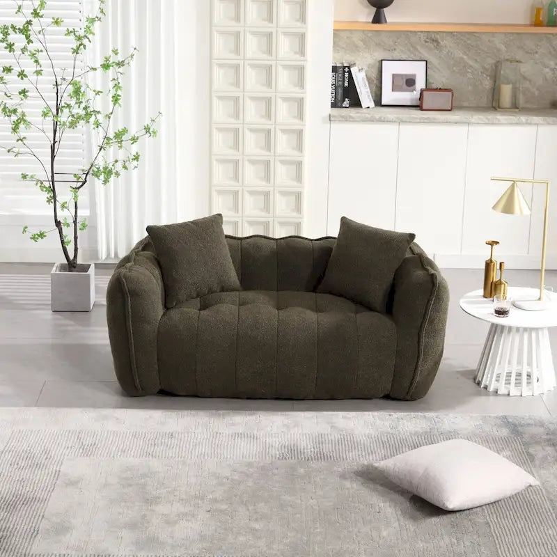 Pouf deux places avec âme en mousse haute résilience. Ce canapé inclinable carré et confortable est idéal pour toute la famille.