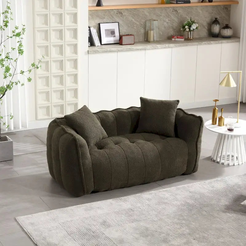 Pouf deux places avec âme en mousse haute résilience. Ce canapé inclinable carré et confortable est idéal pour toute la famille.