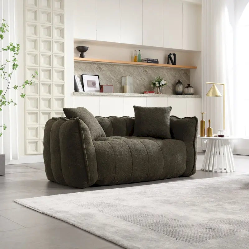 Pouf deux places avec âme en mousse haute résilience. Ce canapé inclinable carré et confortable est idéal pour toute la famille.