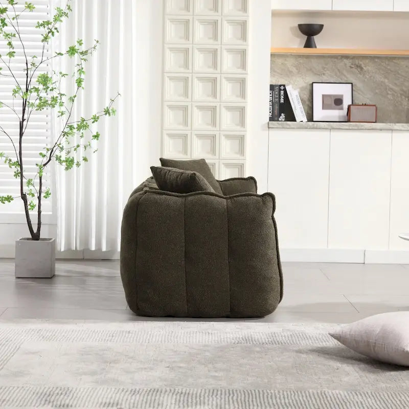 Pouf deux places avec âme en mousse haute résilience. Ce canapé inclinable carré et confortable est idéal pour toute la famille.