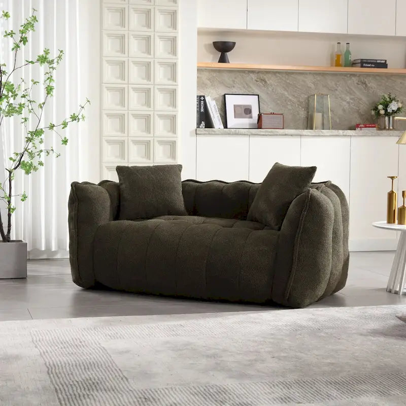 Pouf deux places avec âme en mousse haute résilience. Ce canapé inclinable carré et confortable est idéal pour toute la famille.