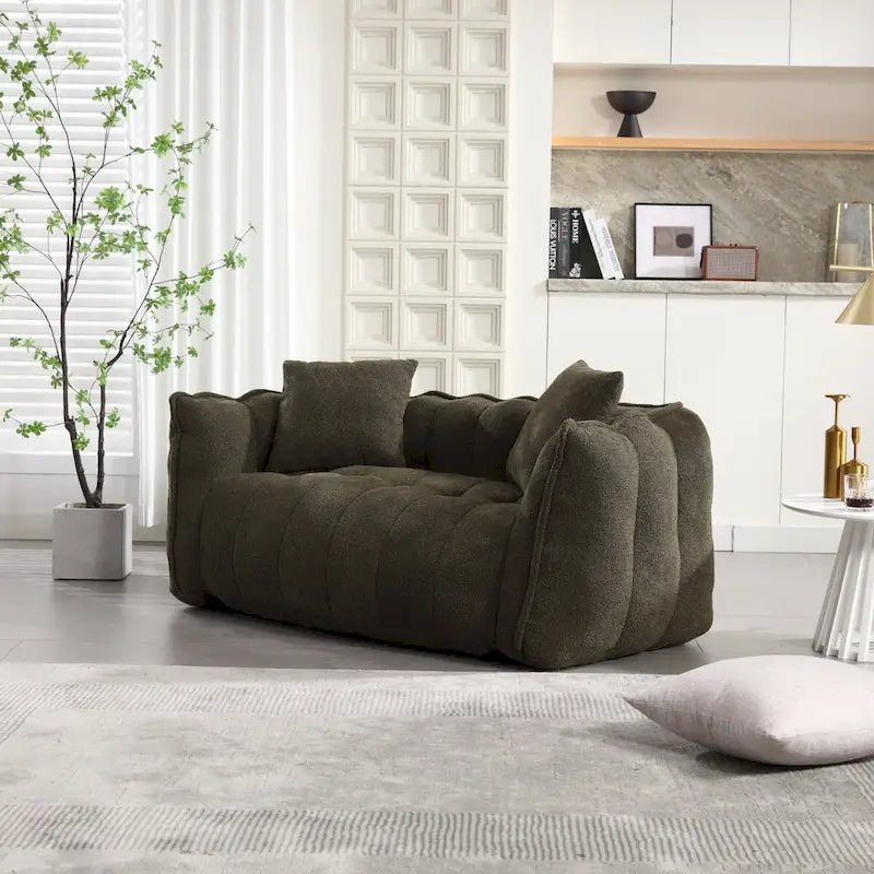 Pouf deux places avec âme en mousse haute résilience. Ce canapé inclinable carré et confortable est idéal pour toute la famille.