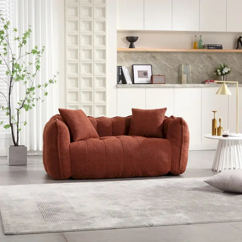 Pouf deux places avec âme en mousse haute résilience. Ce canapé inclinable carré et confortable est idéal pour toute la famille.