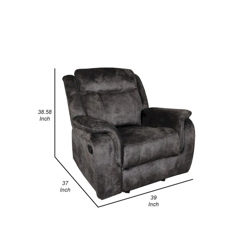 Fauteuil inclinable manuel Harbor 39 pouces, ressorts ensachés, velours imitation daim gris