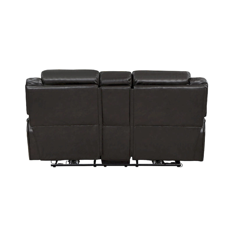 Canapé deux places inclinable électrique Millie 76 pouces, porte-gobelets, similicuir gris