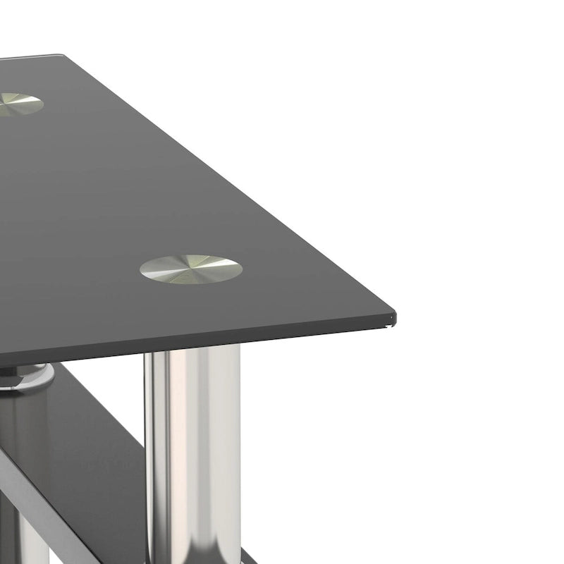 Ensemble de 2 tables basses/tables d'appoint carrées modernes en verre trempé noir, idéales pour le salon.