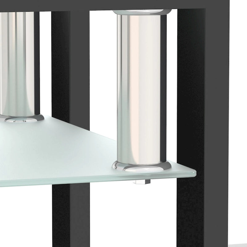 Ensemble de 2 tables basses/tables d'appoint carrées modernes en verre trempé noir, idéales pour le salon.