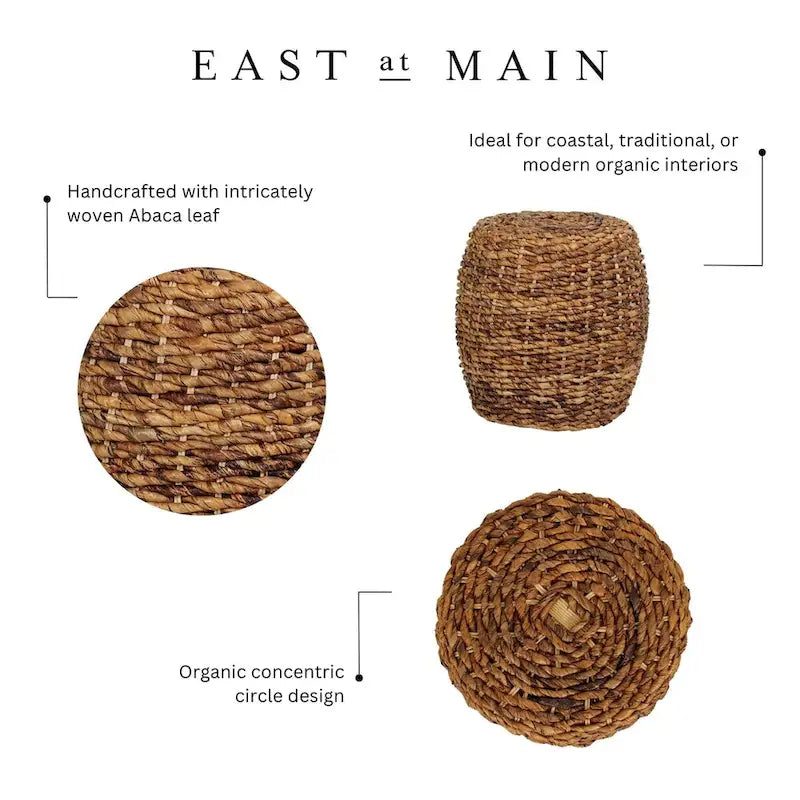 Table d'appoint Naomi en abaca tressé par East at Main - 19 x 19 x 19