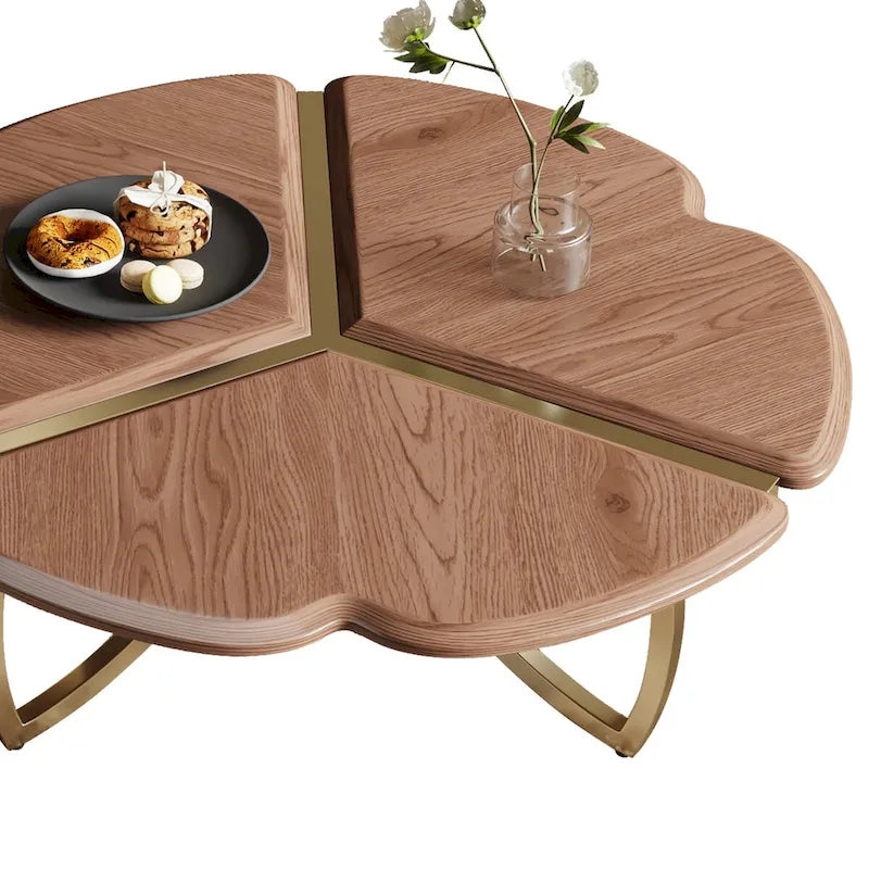 Ensemble de 2 tables basses gigognes rondes style milieu du siècle, finition noyer - 39,8 cm (L) x 39,8 cm (l) x 15 cm (H)