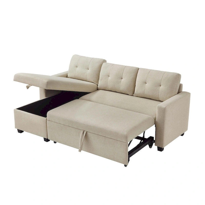 Canapé-lit convertible en forme de L avec 3 coussins de dossier confortables et amovibles