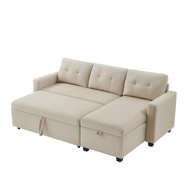 Canapé-lit convertible en forme de L avec 3 coussins de dossier confortables et amovibles