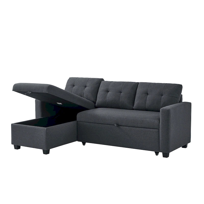 Canapé-lit convertible en forme de L avec 3 coussins de dossier confortables et amovibles