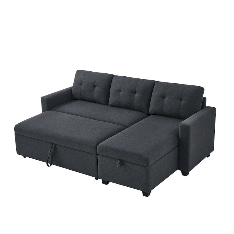 Canapé-lit convertible en forme de L avec 3 coussins de dossier confortables et amovibles