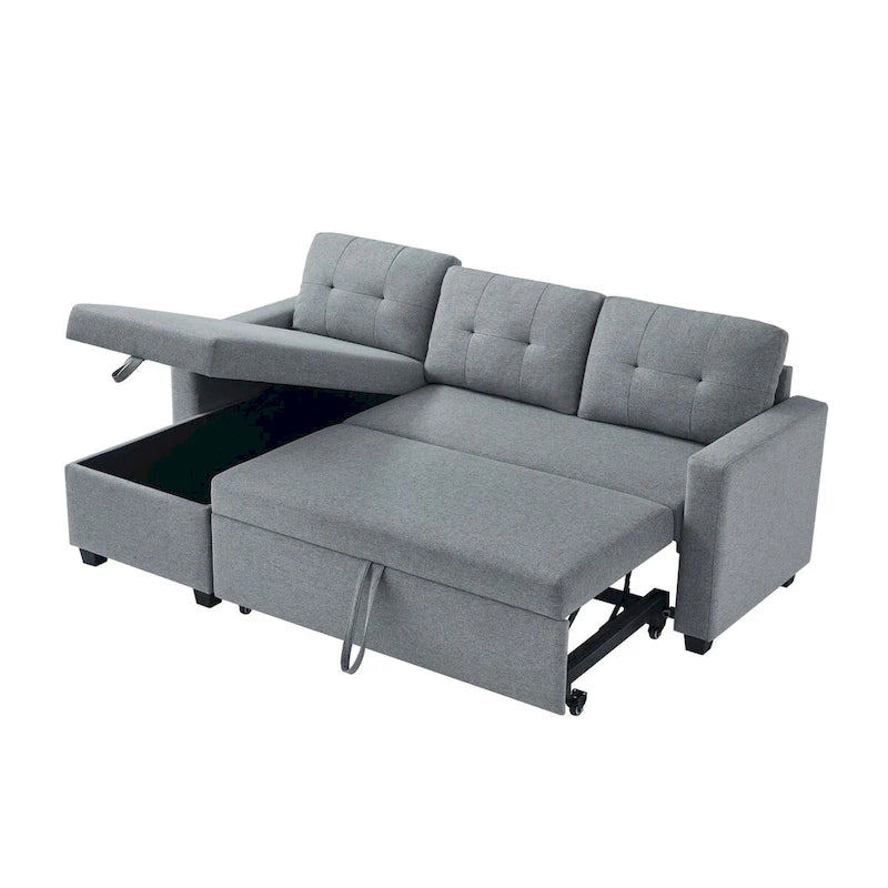 Canapé-lit convertible en forme de L avec 3 coussins de dossier confortables et amovibles