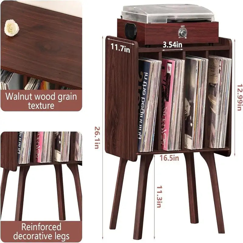 Support pour petite platine vinyle, largeur 11,7 pouces - 16,5 x 11,7 x 26,1