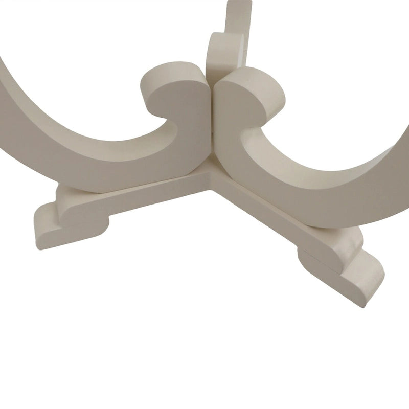 Table d'appoint de style campagnard français en bois avec plateau à bord festonné et pieds incurvés