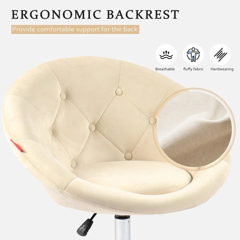 Fauteuil pivotant VANITII, chaise de coiffeuse, chaise de bureau moderne, hauteur réglable, rose/gris/blanc