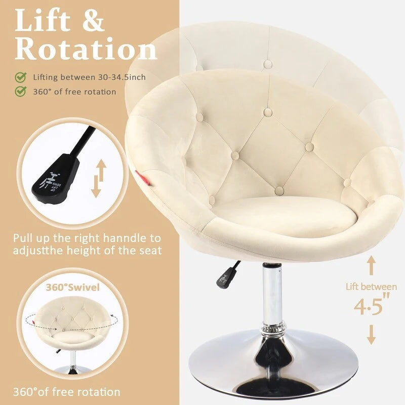 Fauteuil pivotant VANITII, chaise de coiffeuse, chaise de bureau moderne, hauteur réglable, rose/gris/blanc